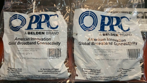 2-50 Packs PPC Belden EX6XL EX6XL-DNW 122190 RG6 Compression F Connector-Mega Mart Warehouse-Ultimate Unclaimed Freight Buyer and Seller Specialists