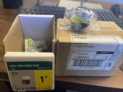 (CASE OF 5) STZ 311 P-1 1” GALVANIZED PLUG **FREE SHIPPING**