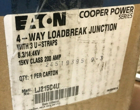 Eaton 15kV 200 Amp 4-Way Loadbreak Junction w/ 3 U-Straps LJ215C4U-Mega Mart Warehouse-Ultimate Unclaimed Freight Buyer and Seller Specialists