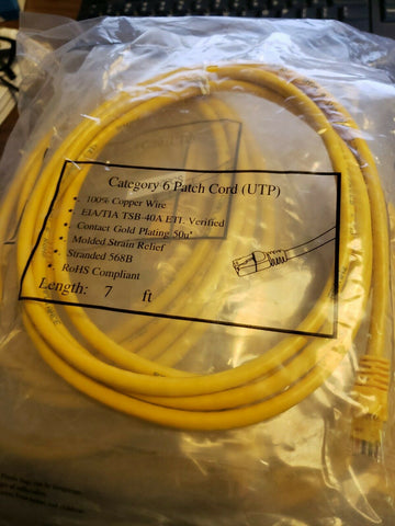 (4) CAT6 ETHERNET PATCH CABLE 7FT YELLOW CATEGORY 6 ROUTER CORD 7' SNAGLESS UTP-Mega Mart Warehouse-Ultimate Unclaimed Freight Buyer and Seller Specialists