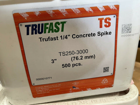 NEW TRUFAST 1/4" X 3" CONCRETE SPIKE TS250-3000 (500 PC PAIL) *FREE SHIPPING*