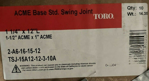 (1) TORO BASE STD SWING JOINT 1 1/4" X 12" L 1-1/2" ACME X 1" ACME-Mega Mart Warehouse