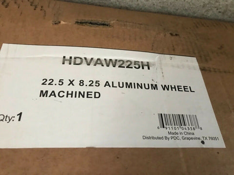 1 NEW HD VALUE ALUMINUM MACHINED 22.5X8.25 WHEEL HDVAW225H SR IN BOX-Mega Mart Warehouse-Ultimate Unclaimed Freight Buyer and Seller Specialists