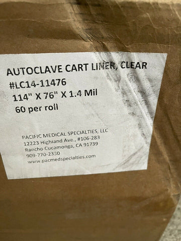 Pacific Medical Specialties Autoclave Cart Liners, Clear 114" x 76", 60/Roll-Mega Mart Warehouse