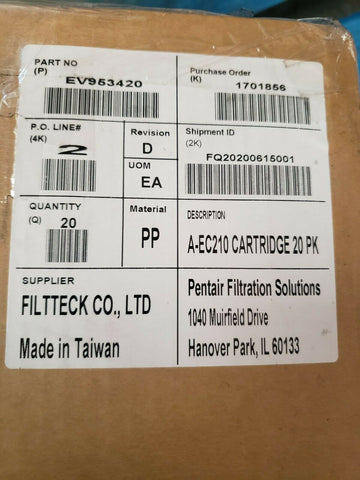 (20) PENTAIR EV953420 Filter Cartridge Water / Ice Fits 20" Bowl 13459 A-EC210-Mega Mart Warehouse-Ultimate Unclaimed Freight Buyer and Seller Specialists
