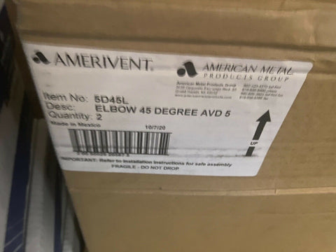 AMERIVENT SECURE SEAL DOUBLE WALL DIRECT ELBOW 45 DEGREE 5D45L 5" INNER 8" OUTER-Mega Mart Warehouse-Ultimate Unclaimed Freight Buyer and Seller Specialists