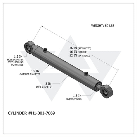 WASTEBUILT REPLACEMENT FOR HEIL LIFT & REACH CYLINDER 001-7069 *SHIPS FREE*