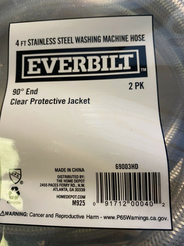 BRAND NEW Everbilt 4 ft. Stainless Steel Washing Machine Connector (2-Pack)