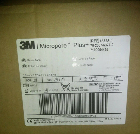 NEW 3M 1532S-1 TAPE SURG PAPER MICROPORE