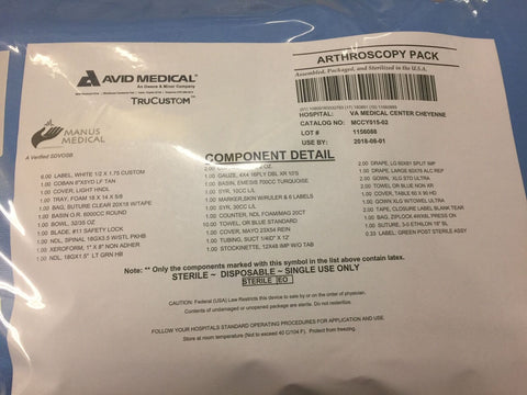 AVID Manus Medical –MCCY015-02 Arthroscopy Pack, 3 PACKS-Mega Mart Warehouse-Ultimate Unclaimed Freight Buyer and Seller Specialists