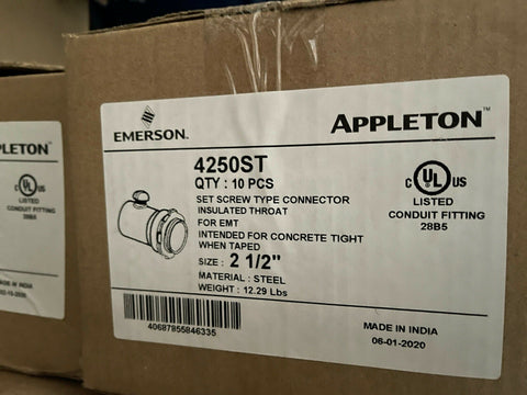 (CASE OF 10) EMERSON APPLETON 4250ST SET SCREW TYPE CONNECTOR 2-1/2"-Mega Mart Warehouse