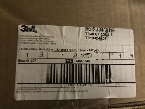 3M Cierre SJ3418FR Bucle Llama Resistente Blanco, 1 IN X 732m