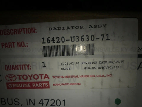 GENUINE OEM TOYOTA RADIATOR, FORKLIFT, 16420-U3630-71-Mega Mart Warehouse-Ultimate Unclaimed Freight Buyer and Seller Specialists