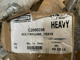 (15 PC LOT) HUBBELL C2050256 BOLT, MACHINE, SQ HEAD, 7/8in x 18in 25,400 lbs
