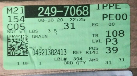 (1) NEW GENUINE OEM CATERPILLAR CAT DRAIN 249-7068-Mega Mart Warehouse-Ultimate Unclaimed Freight Buyer and Seller Specialists