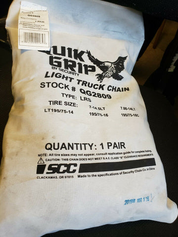 Security Chain Co QG2809 Quik Grip V-Bar Light Truck LRS Tire Traction Chain-Mega Mart Warehouse-Ultimate Unclaimed Freight Buyer and Seller Specialists