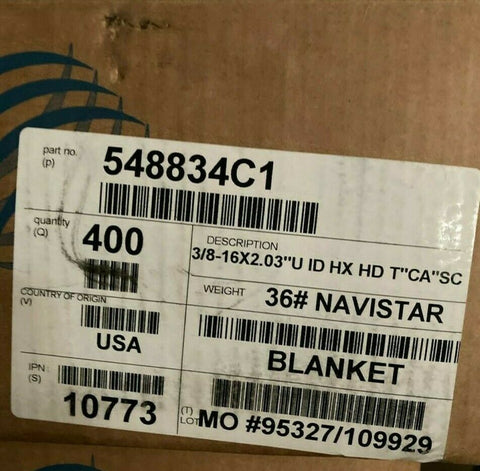 (1BOX OF 400) NAVISTAR INTERNATIONAL 548834C1 SCREW SEMS ASSY HH 3/8-16 X 2"-Mega Mart Warehouse-Ultimate Unclaimed Freight Buyer and Seller Specialists