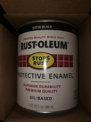 (2- 1 Qt Cans) Rust-Oleum Satin Protective Enamel Stops Rust 7777502 Black-Mega Mart Warehouse-Ultimate Unclaimed Freight Buyer and Seller Specialists