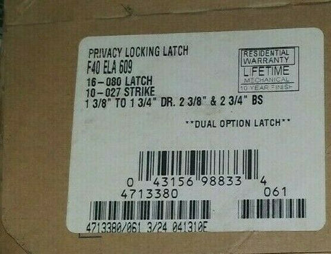 (1) NEW Schlage Tubular Lock F40ELA609-Mega Mart Warehouse-Ultimate Unclaimed Freight Buyer and Seller Specialists