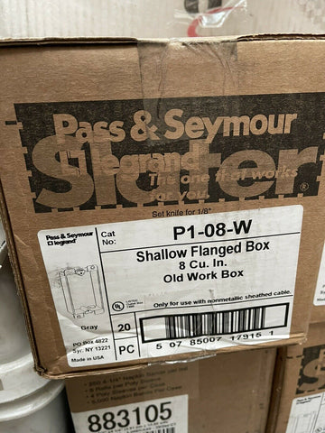 (20) Pass & Seymour Shallow Switch/Outlet Box 1-Gang Plastic Gray 1.125" P1-08-W