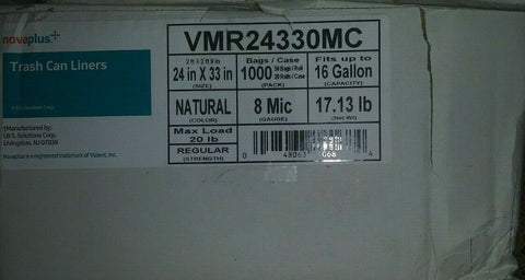 (3 CASES) NEW NOVA PLUS TRASH CAN LINERS 24" X 33".1000 BAGS PER CASE VMR24330MC-Mega Mart Warehouse-Ultimate Unclaimed Freight Buyer and Seller Specialists