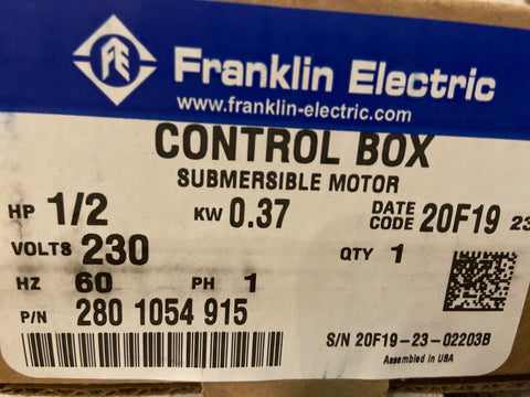 NEW Franklin Electric Control Box 1/2 HP 230 Volt (280 1054 915)-Mega Mart Warehouse-Ultimate Unclaimed Freight Buyer and Seller Specialists