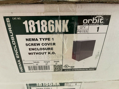 Indoor NEMA 1 18186NKO Single Screw Cover Enclosure Without KO 18x18x6
