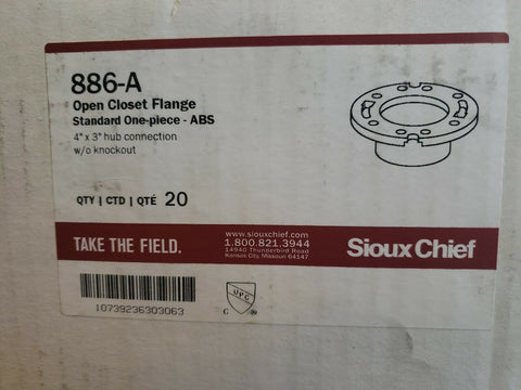 (20/CASE) Sioux Chief 886-A Open Closet Flange Standard One-Piece ABS 4" x 3"-Mega Mart Warehouse-Ultimate Unclaimed Freight Buyer and Seller Specialists