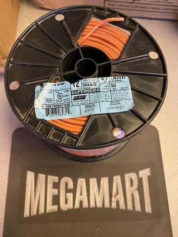 BRAND NEW Encore Wire 106100807440 THHN/THWN-2 Orange 12 Full Spool 500-Feet