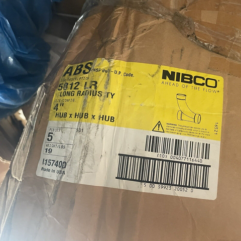 (5) NIBCO 5812-LR LONG RADIUS TY PIPE TUB 4"
