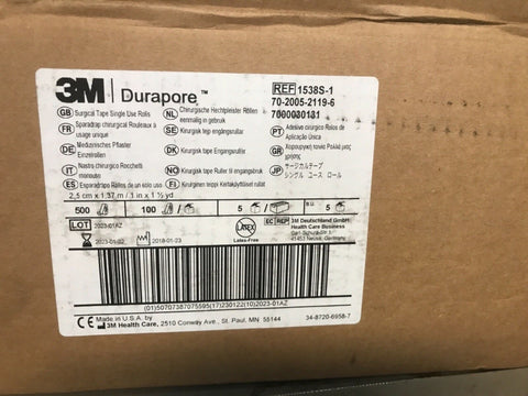 3M Durapore Tape 1538S-1, 500 Rolls 1 Inch x 1.5 Yards 1 CASE-Mega Mart Warehouse-Ultimate Unclaimed Freight Buyer and Seller Specialists