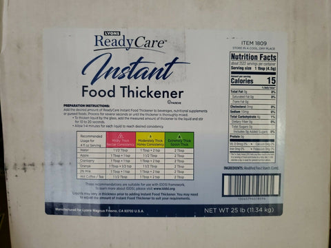 LYONS READY CARE INSTANT FOOD THICKENER ITEM# 1809 (25 LB CASE)-Mega Mart Warehouse-Ultimate Unclaimed Freight Buyer and Seller Specialists