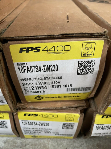 FRANKLIN FPS440 10FA07S4-2W230 SUBMERSIBLE WELL PUMP/MOTOR 10GPM, 8STG, 3/4HP