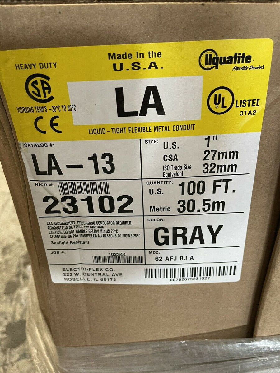 NEW Liquatite LA-13 - 1 Inch Liquid-Tight Flexible Metal Conduit 23...