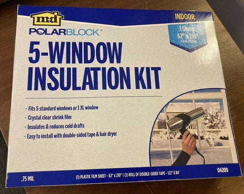 NEW (1 BOX OF 5) MD WINDOW FILM INSULATION KIT 62" X 210"-Mega Mart Warehouse