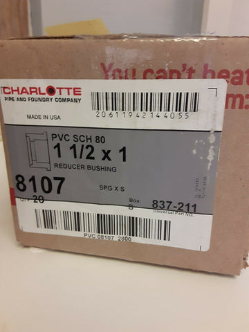 BRAND NEW  charlotte pipe 8107 837-211  1"1/2"x1" (1 case of 20 per order)