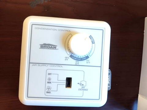 Broan VT1W Basic Wall Control. DEHUMIDISTAT LOW VOLTAGE