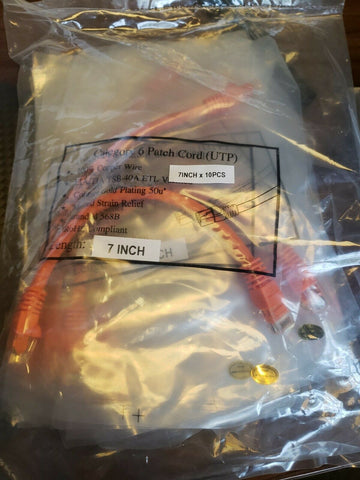 CATEGORY 6 PATCH CORD (UTP), STRANDED 568B, 7 INCHES (PACK OF 10) ORANGE-Mega Mart Warehouse-Ultimate Unclaimed Freight Buyer and Seller Specialists