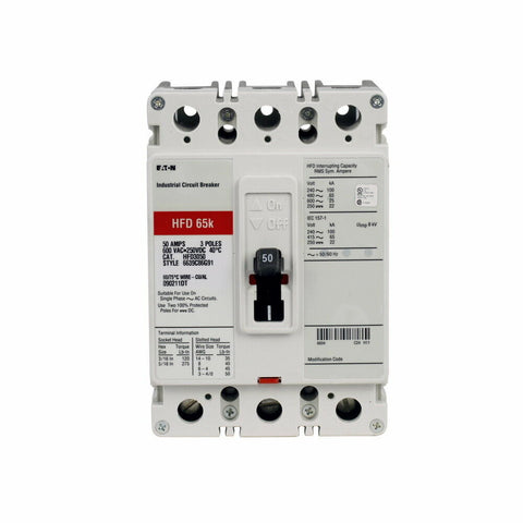 EATON CUTLER HAMMER HFD3090 Type HFD Circuit Breaker 3 Pole 90 Amp HFD3090BP10-Mega Mart Warehouse-Ultimate Unclaimed Freight Buyer and Seller Specialists