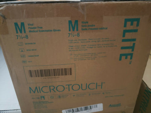 ANSELL ELITE MICRO-TOUCH VINYL POWDER FREE EXAM GLOVES MEDIUM 7.5-8, (10X100CS)-Mega Mart Warehouse-Ultimate Unclaimed Freight Buyer and Seller Specialists