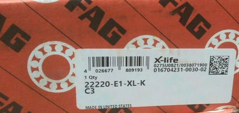 (1) NEW FAG(Schaeffler) Spherical Roller Bearing 22220-E1-XL-K-C3-Mega Mart Warehouse-Ultimate Unclaimed Freight Buyer and Seller Specialists