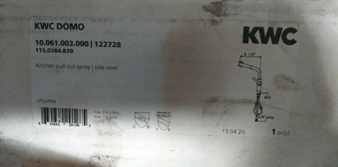(1) NEW KWC DOMO Single-Lever Pull Out Kitchen Faucet, Chrome 10.061.003.000-Mega Mart Warehouse