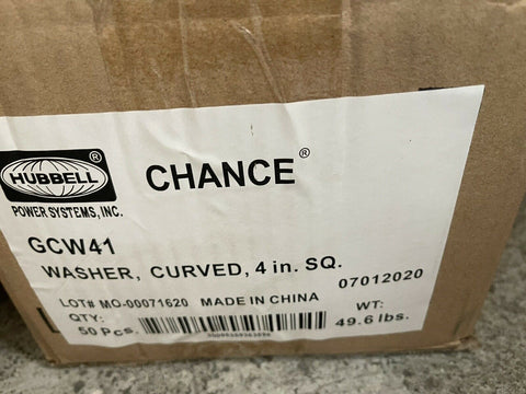Hubbell Ductile Iron Square Curved Cast Washer 3/4" x 4" x 4" GCW41 (CASE OF 50)-Mega Mart Warehouse