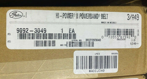 Genuine Gates 3/A49 PowerBand V-Belt 9092-3049-Mega Mart Warehouse-Ultimate Unclaimed Freight Buyer and Seller Specialists