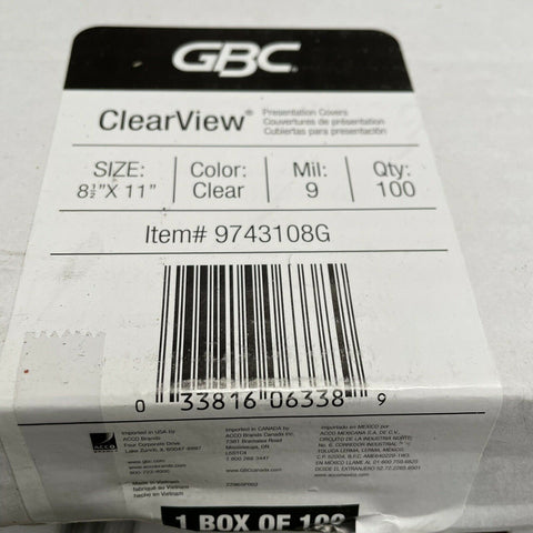 (100) GBC 974310 Clear View Premium Presentation Binding System Covers 8.5" x 11