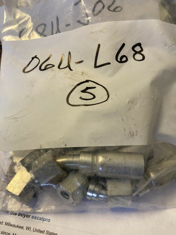 New Eaton LOT OF 5 06U L68 Coll-O-Crimp Female Swivel 45 Elbow 3/8 X 1/2-Mega Mart Warehouse