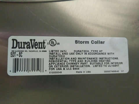 2-NEW DURAVENT 5DT-SC DURATECH 5-6" STORM COLLAR-Mega Mart Warehouse-Ultimate Unclaimed Freight Buyer and Seller Specialists