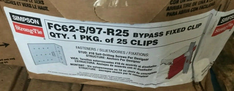 NEW Simpson Strong-Tie FC62-5/97-R25 CFS Rigid Clip 2" x 6" x 5" 12Ga, 25ct-Mega Mart Warehouse-Ultimate Unclaimed Freight Buyer and Seller Specialists