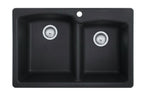 Franke EDOX33229-1 Double-Bowl Granite Composite Sink, Onyx, 22 x 33-In. -