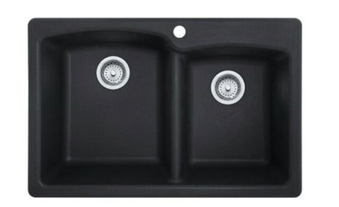 Franke EDOX33229-1 Double-Bowl Granite Composite Sink, Onyx, 22 x 33-In. -